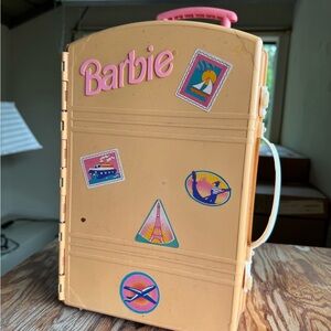 Barbie Tan Travel Case with Pink Logo and Stickers